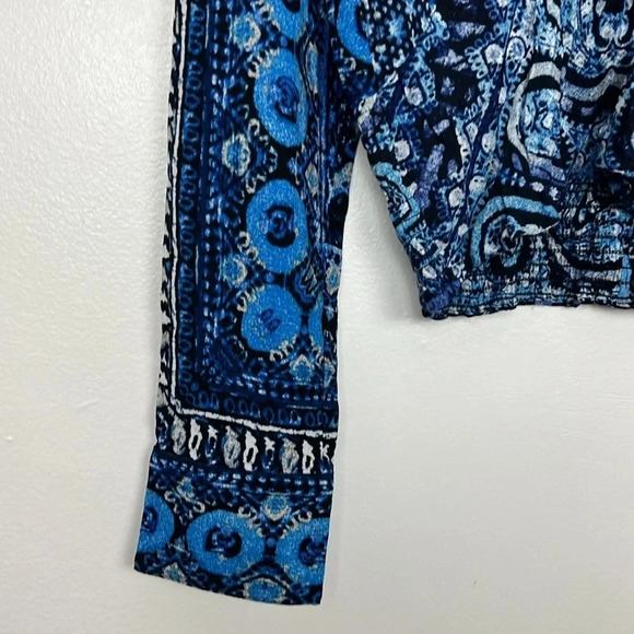 Free People Women’s M Wild & Free Cropped Paisley Long Sleeve Blouse - Picture 5 of 10